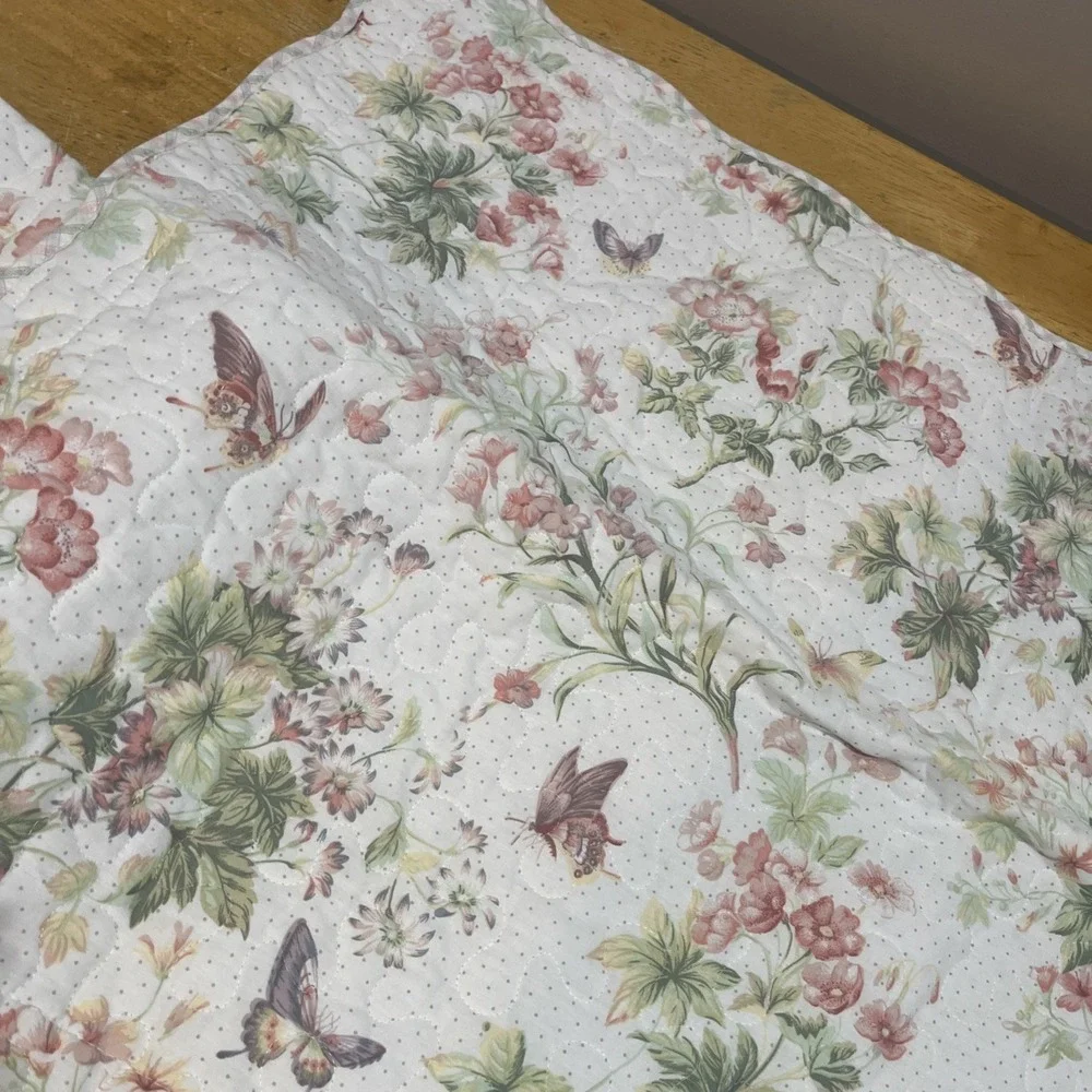 Vtg JC Penny Floral Valances Wildflower Butterfly‎ (2) Standard Shams Cottage
